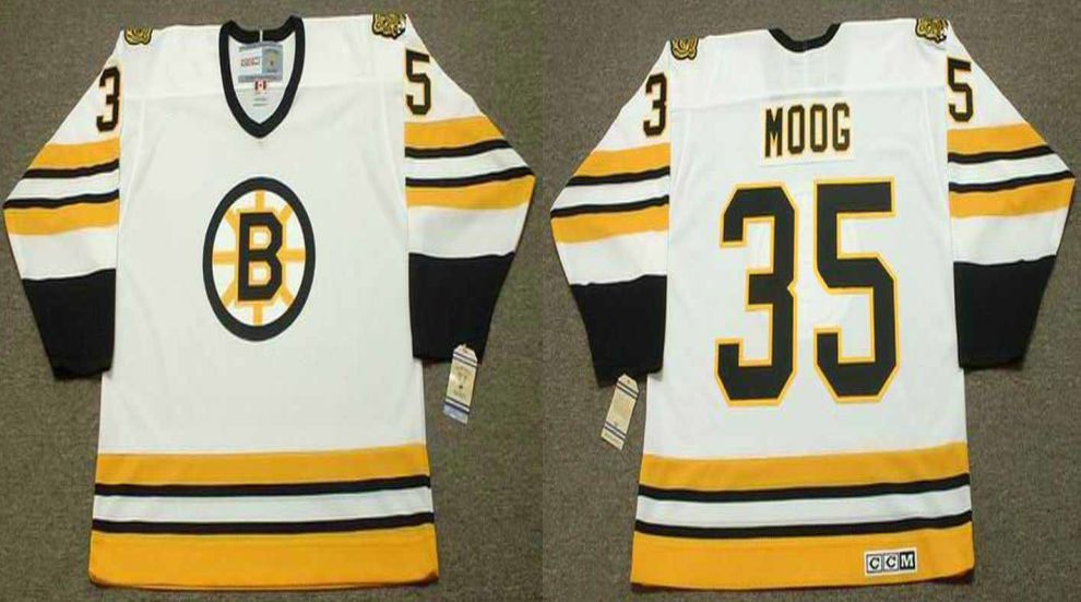 2019 Men Boston Bruins 35 Moog White CCM NHL jerseys1